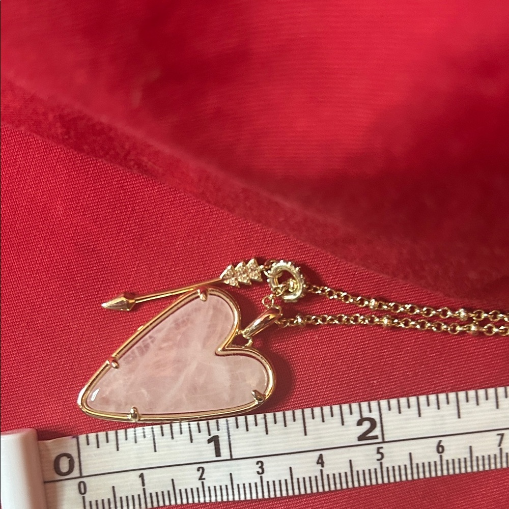 Kendra Scott Pink Heart Necklace on Adjustable Gold tone Chain sku#181 - Picture 8 of 9
